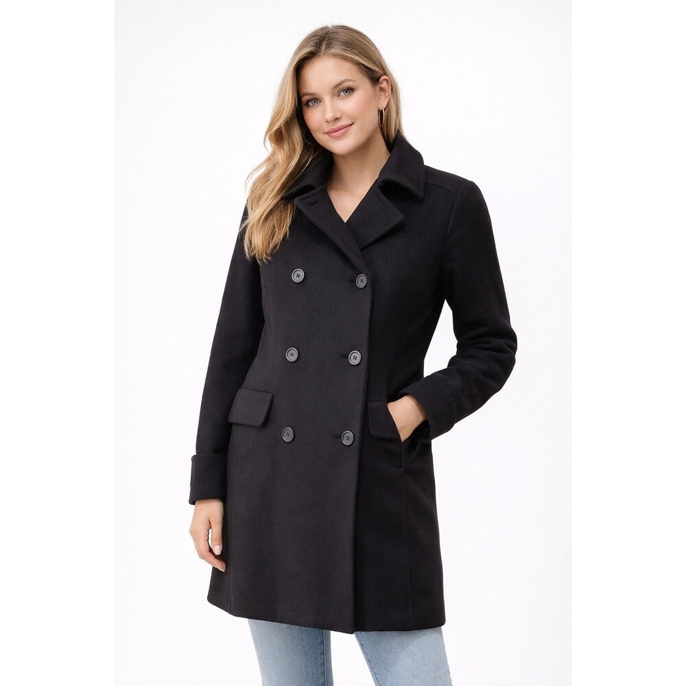 Perry Ellis Merino Wool Classic Black Short Women Coat/Jacket Size 4